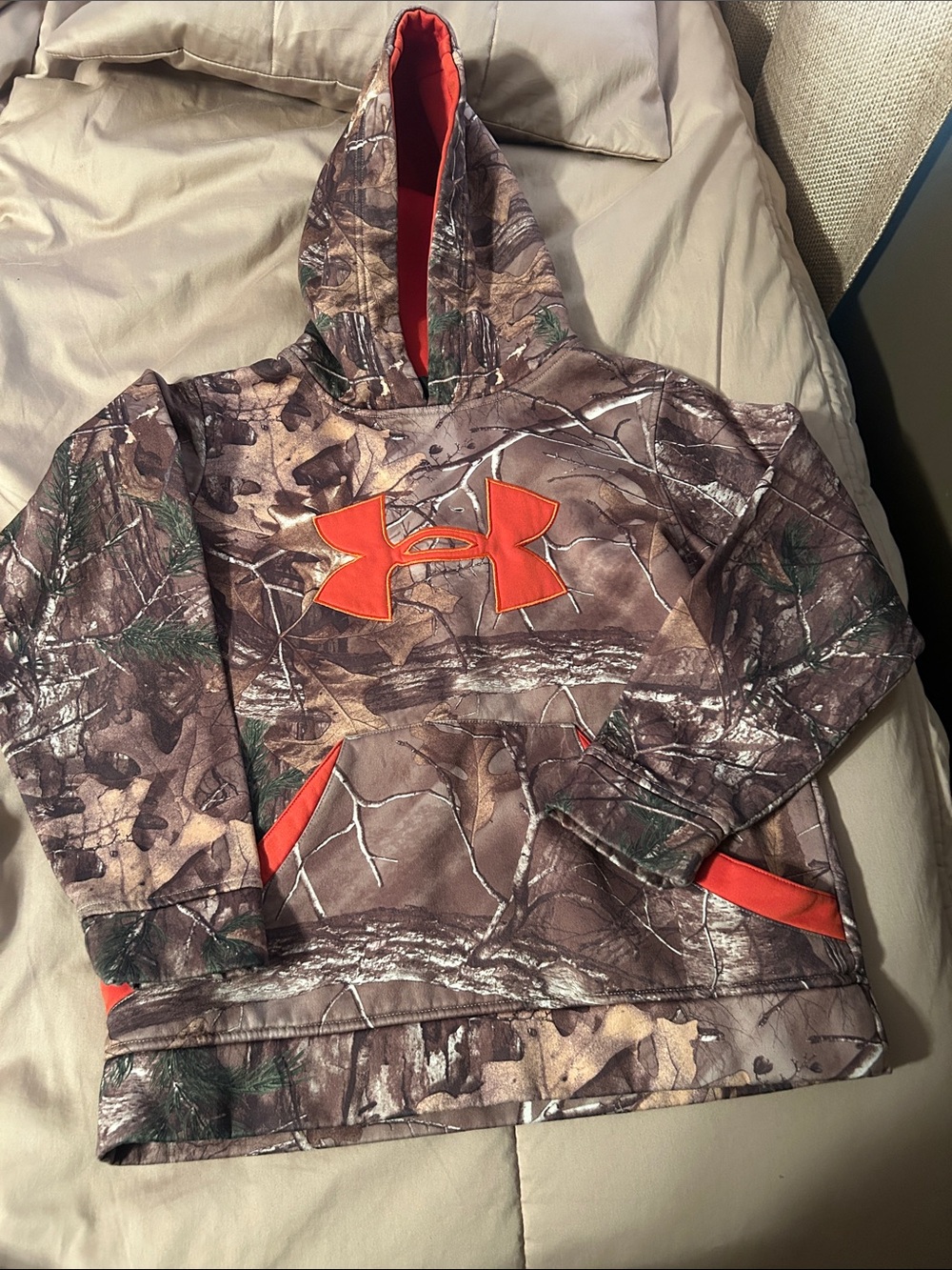 Under Armour Boys' Camouflage Hoodie with Orange Trim